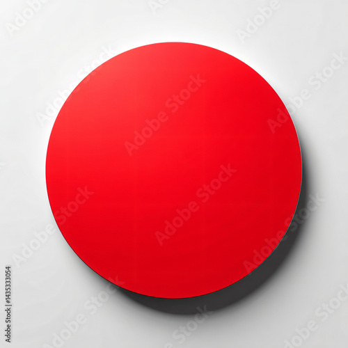 Obraz na płótnie Red Circle Abstract: A vibrant, saturated red circle against a subtle off-white background. The simple yet striking image is perfect for projects needing a bold, minimalist touch. w salonie