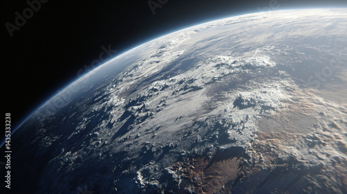 Obraz na płótnie Earth's Embrace: A stunning high-angle perspective of Earth, highlighting its vastness, atmospheric beauty, and the subtle dance of clouds over the planet. w salonie