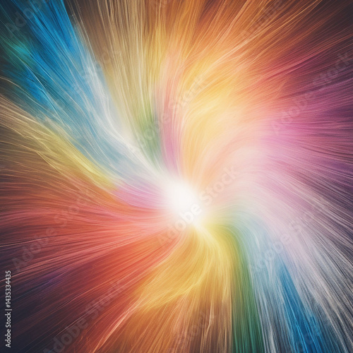 Neon Multicolored Powder Explosion Speed Motion Radial Abstract  Shape on White Background. Colorful background of pastel powder explosion. This image showcases a breathtaking explosion of color.