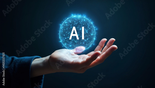 Human Hand Cradling a Futuristic AI Lightbulb — The Birth of Digital Innovation