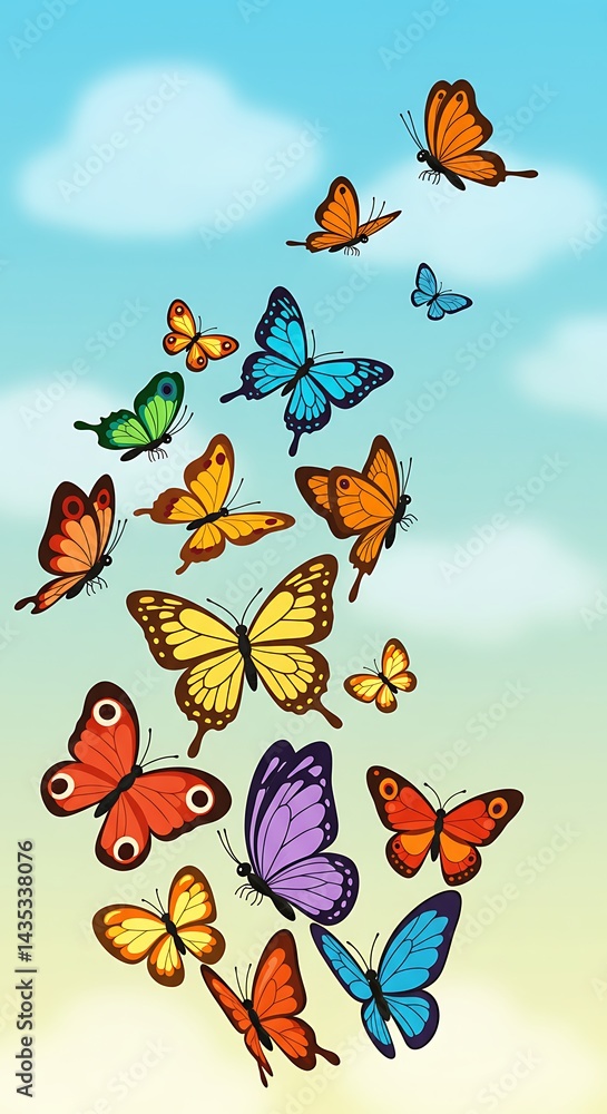 Fototapeta premium Rainbow Wings Ascending AI Generated