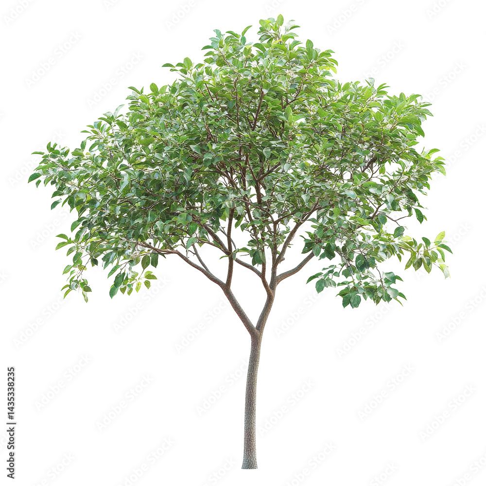 Beautiful tree with lush green leaves isolated on a white background showcasing its elegant structure and vitality, Image frangipani tree with beautiful leaves isolated on white background Beautiful tree with lush green leaves isolated on a white background showcasing its elegant structure and vitality, Image frangipani tree with beautiful leaves isolated on white background