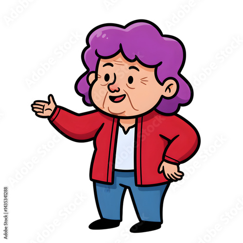 Cartoon Granny Explains PNG Backgrounds,  Illustrative Guide with Transparent Images