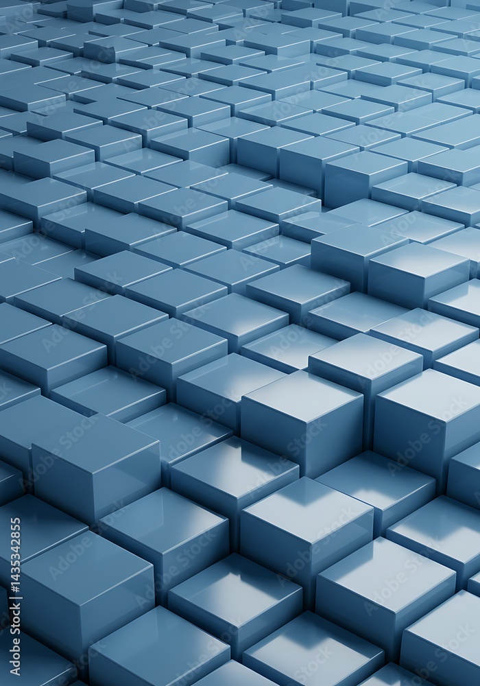 Fototapeta premium Steel Blue Cubism AI Generated