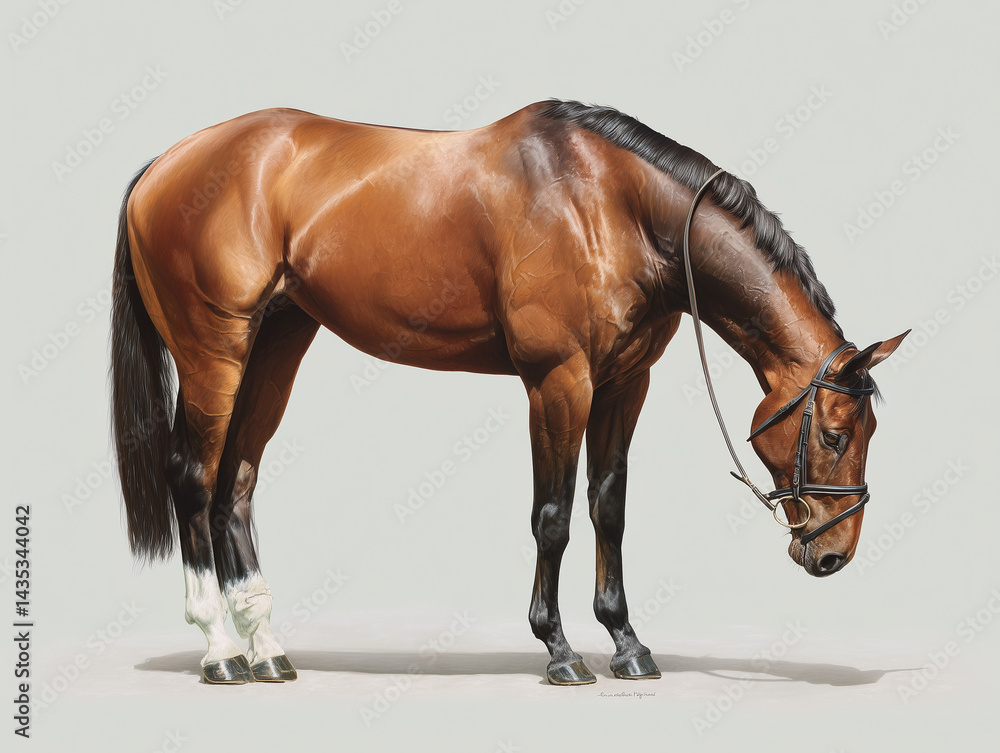 Obraz premium Elegant Brown Horse Standing Gracefully in a Studio Setting
