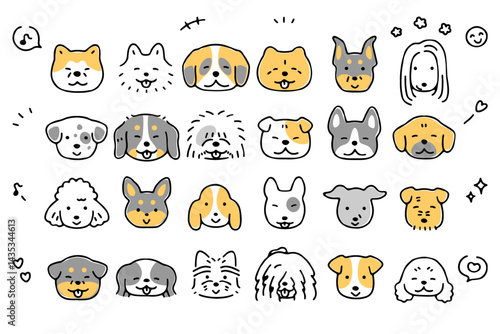 かわいい犬の顔のアイコンセット②＿ご機嫌な表情