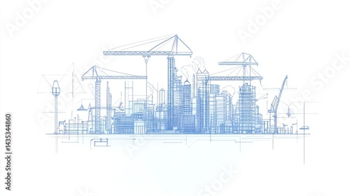 Blueprint of city under construction, urban development, architecture design, engineering