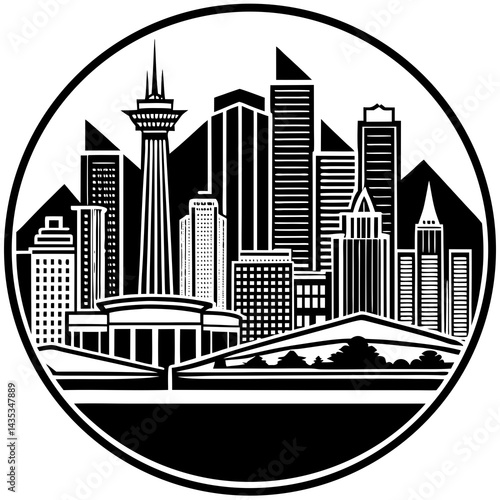 Dynamic Las Vegas City Skyline Vector - Illuminate Your Design Projects on a white background