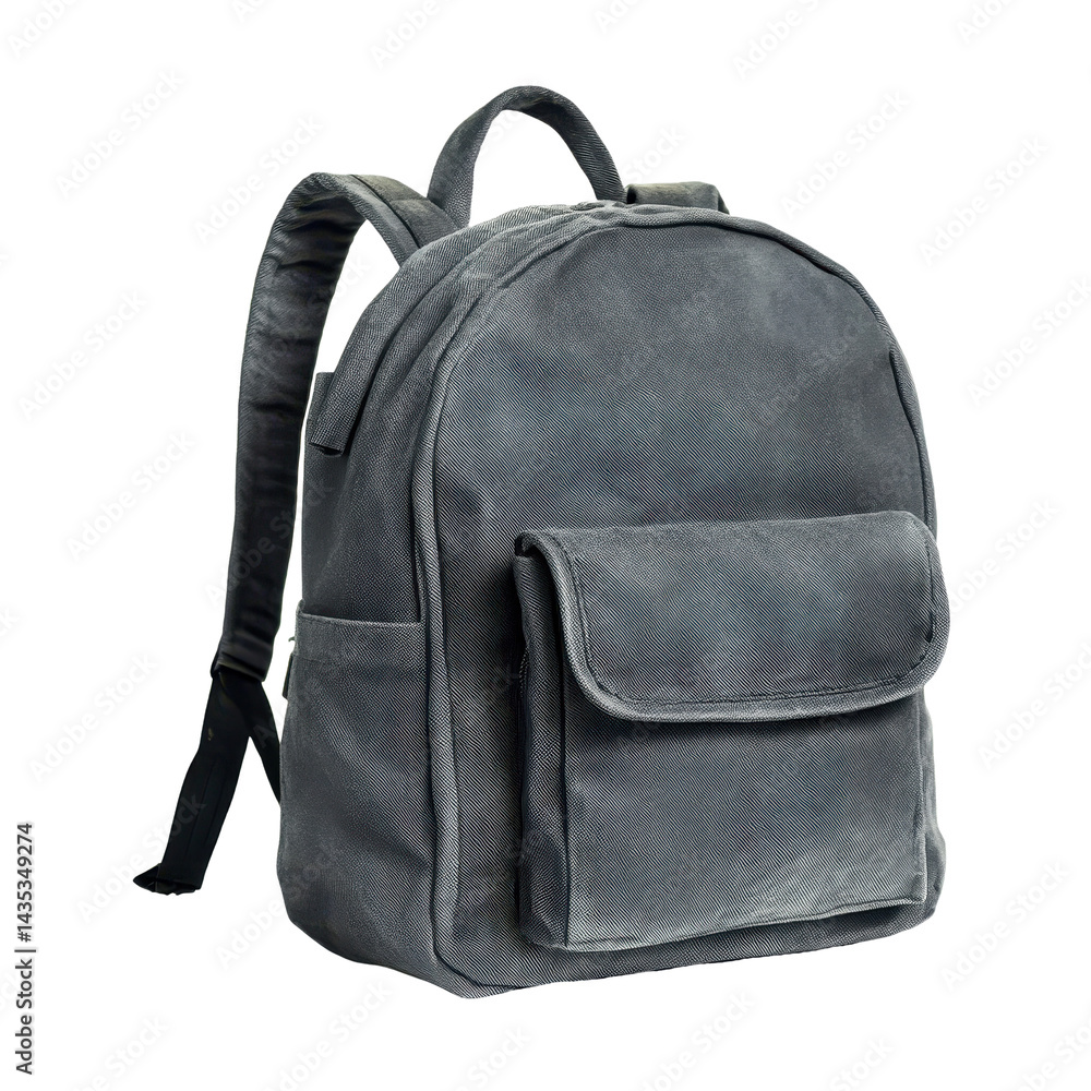 Gray backpack stands out against a white background showcasing its simple and functional design, Gray backpack isolated on white background Gray backpack stands out against a white background showcasing its simple and functional design, Gray backpack isolated on white background