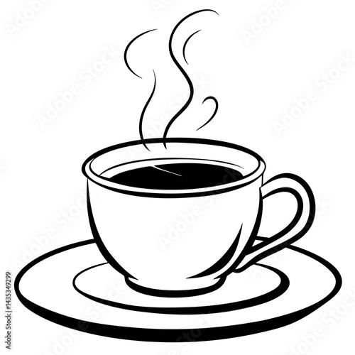 A steaming cup of coffee placed neatly on a matching saucer