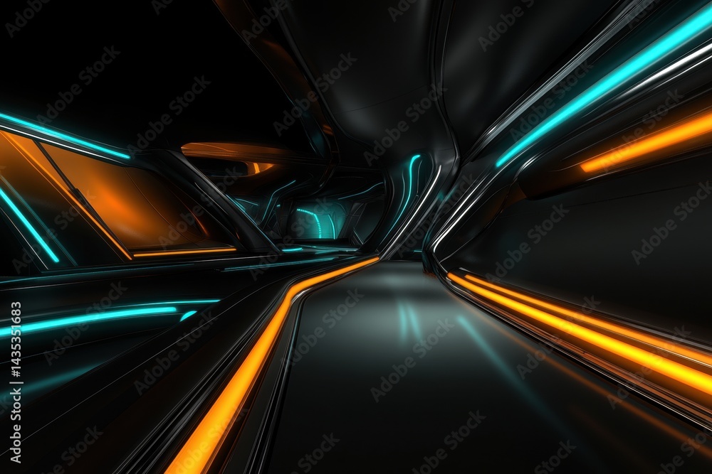 Futuristic Corridor with Neon Lighting Futuristic Corridor with Neon Lighting