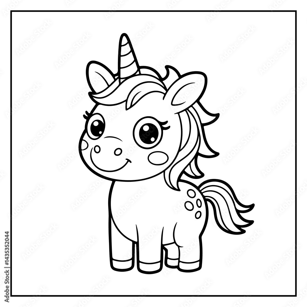 Fototapeta premium Cute Unicorn Bold and Easy Coloring Pages for Kids and Adults