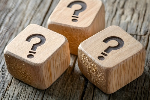 Wooden Cubes with Question Marks, Uncertainty Concept