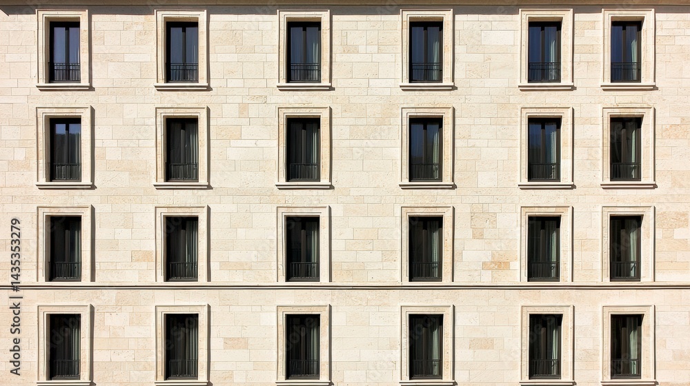A building with many windows. A building with many windows.