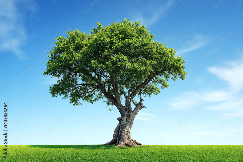 Obraz premium large tree in the middle of a green field