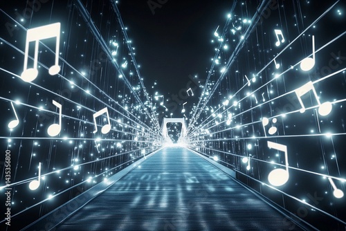 Wallpaper Mural Musical bridge illuminated with shining notes creating a harmonious atmosphere at night Torontodigital.ca