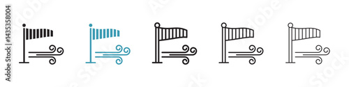 Strong breeze flag up vector icon logo or illustration