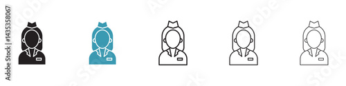 Stewardess vector icon logo or illustration