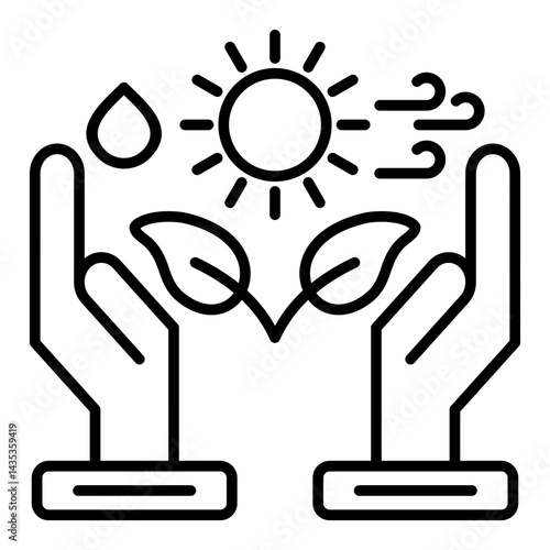 Natural Resources Outline Icon Vector Illustration