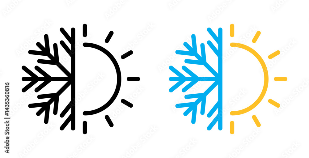 Hot and cold temperature vector icon logo or illustration Hot and cold temperature vector icon logo or illustration