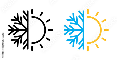 Hot and cold temperature vector icon logo or illustration