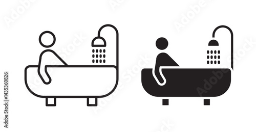 Person Bathing icon in black and white