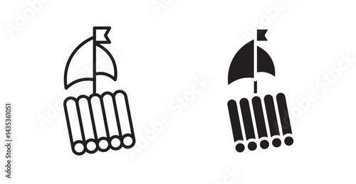 Wood Raft icons. Vector isolated elements concept