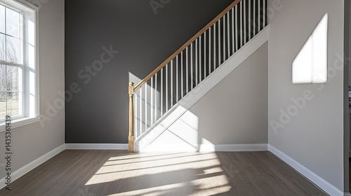 Wide-angle view of a freshly painted matte-finished accent wall