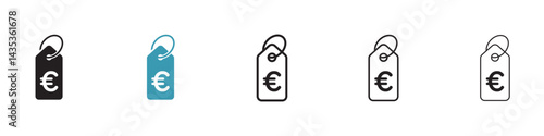 Euro tag vector icon logo or illustration