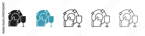Clean tableware vector icon logo or illustration
