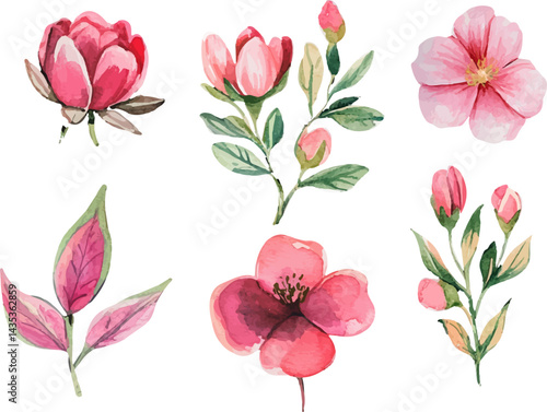 Wallpaper Mural set of pink flowers Torontodigital.ca