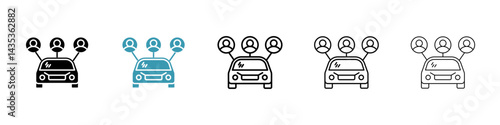 Carpool share vector icon logo or illustration