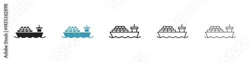Cargo ship vector icon logo or illustration