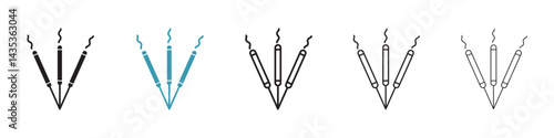 Burning incense stick vector icon logo or illustration