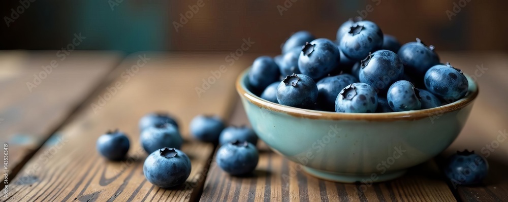 Juicy blueberries in a ceramic bowl on a vintage wooden table, wood, table, vintage Juicy blueberries in a ceramic bowl on a vintage wooden table, wood, table, vintage