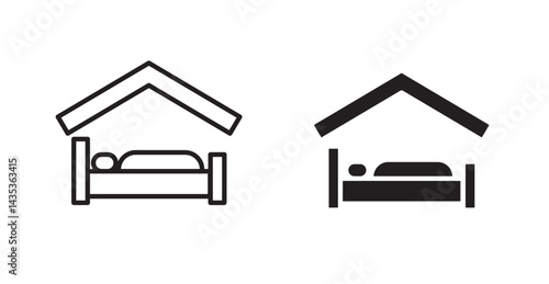 Shelter beds icons. Vector isolated elements concept