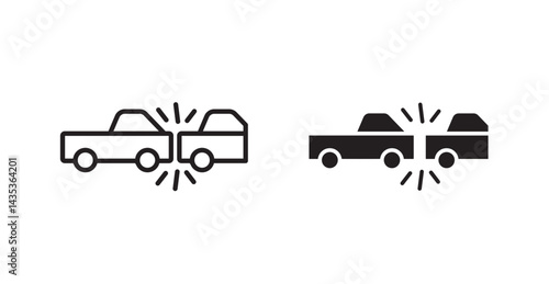 Rear end collision icons. Vector isolated elements concept