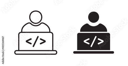 Programmer icons. Vector isolated elements concept