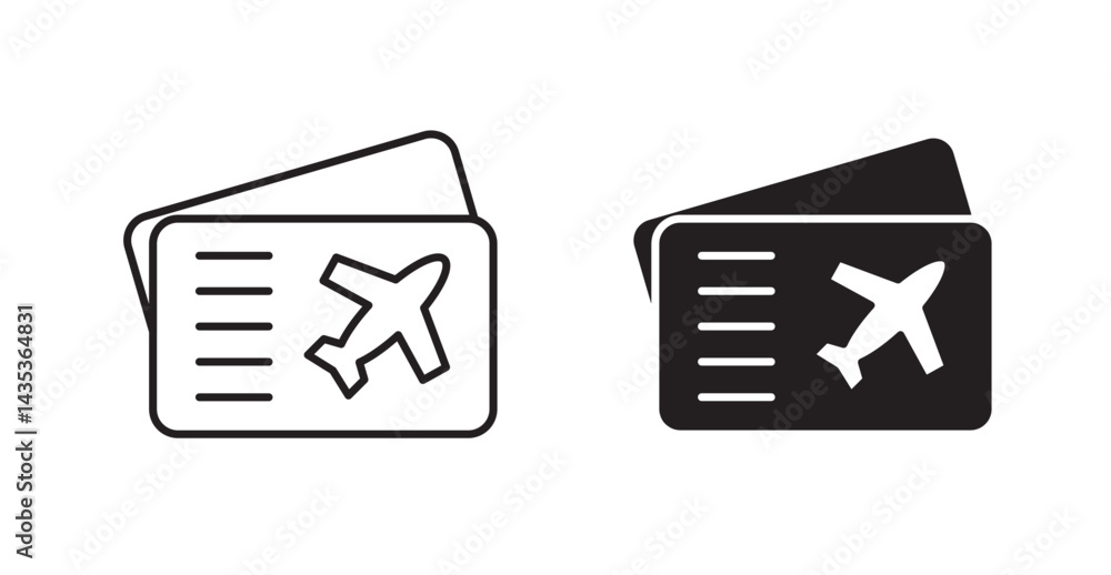 Plane ticket icons. Vector isolated elements concept Plane ticket icons. Vector isolated elements concept