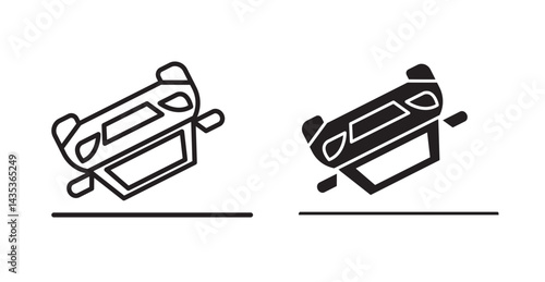 Overturned car icons. Vector isolated elements concept