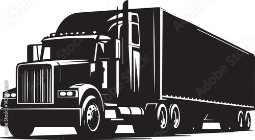 Big rig truck isolated silhouette vector illustration.