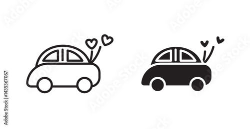 Just married icons. Vector isolated elements concept