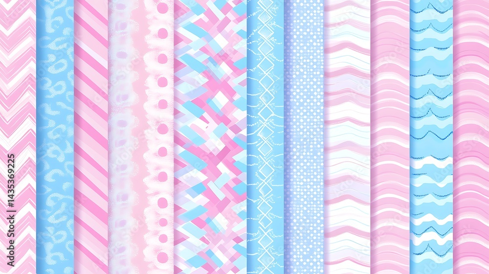 Pink Blue Pastel Seamless Patterns. Pink Blue Pastel Seamless Patterns.