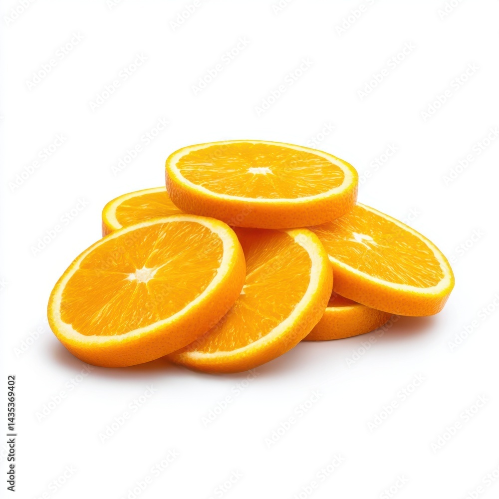 Fototapeta premium Orange slices stacked together isolated on white background