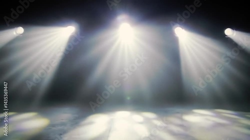 Four Spotlights Glowing Gently in Darkness.Generated AI