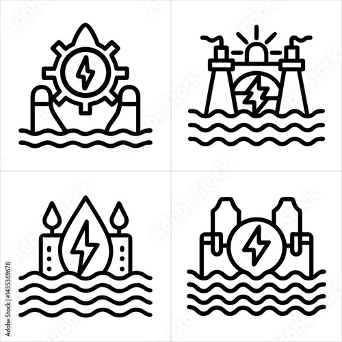 hydropower icon set
