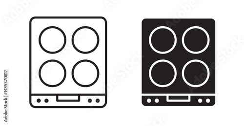 Electric hot plate icons. Vector isolated elements concept