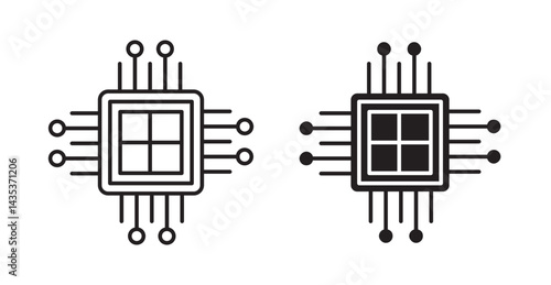 Computer microprocessor icons. Vector isolated elements concept