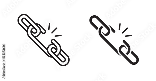 Broken link icons. Vector isolated elements concept