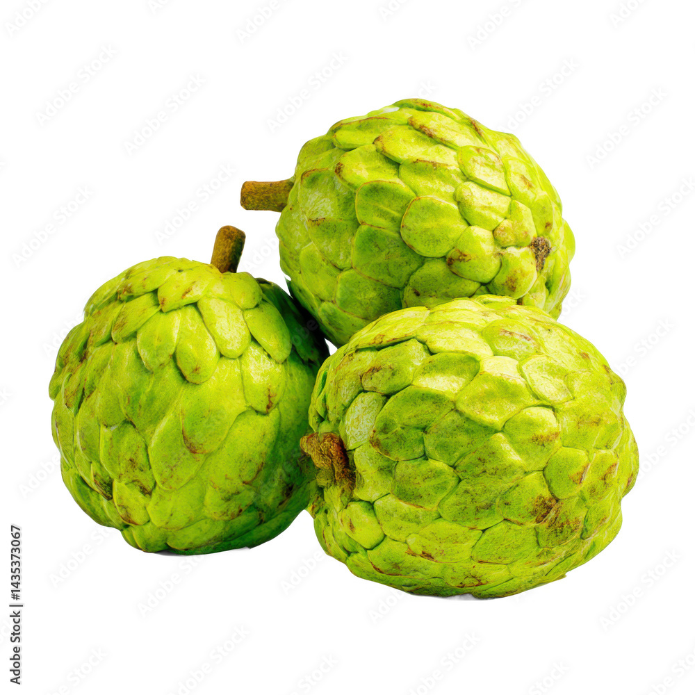 Obraz premium Custard apples fresh fruit still life on transparent background
